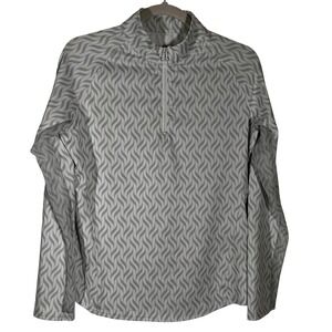 Sport Haley Women's Quarter Zip Long mesh Sleeve Golf Top Grey White Geometric